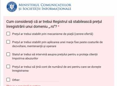 Tu cine vrei sa faca preturile si sa gestioneze domeniile de internet .ro? Chestionar de consultare 2017