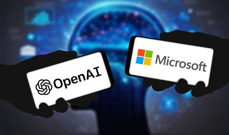Logourile OpenAI și Microsoft pe telefon
