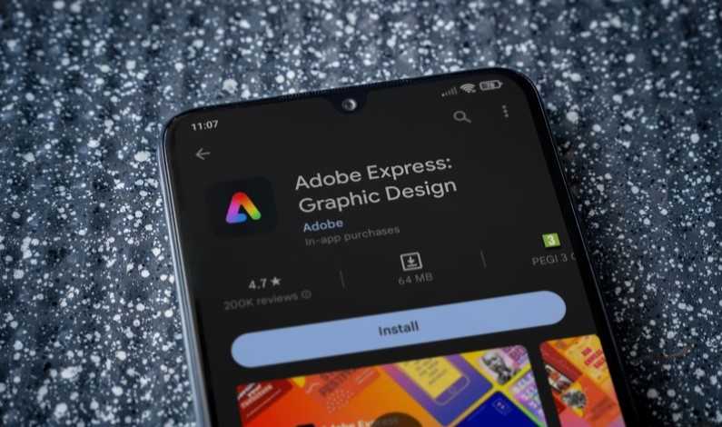 Aplicația Adobe Express pe telefon